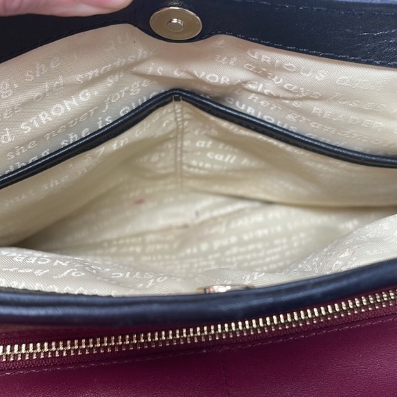 Kate Spade Black White Maroon Tote Convertible Satchel - Picture 17 of 17